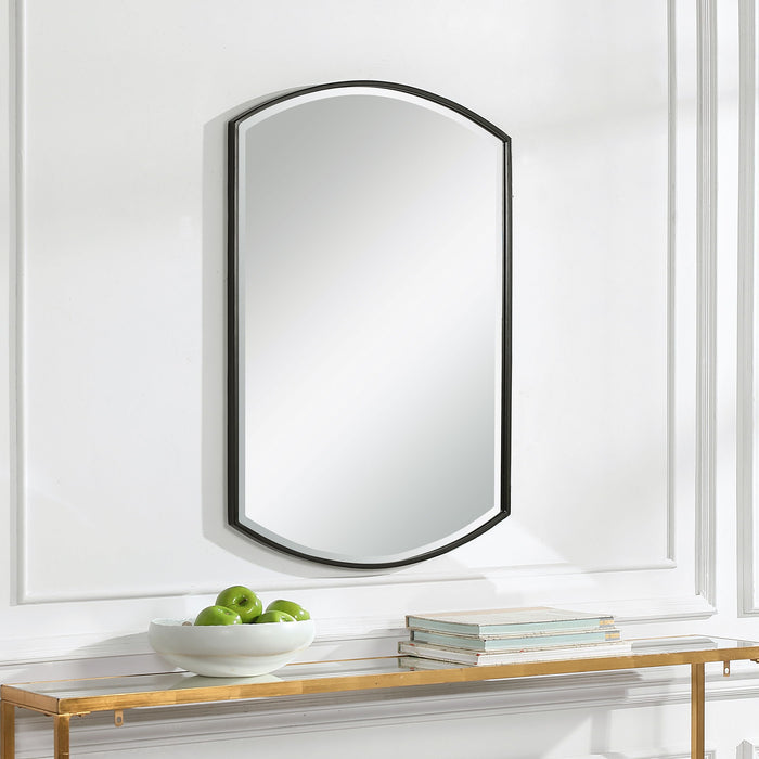 Shield - Shaped Iron Mirror - Black