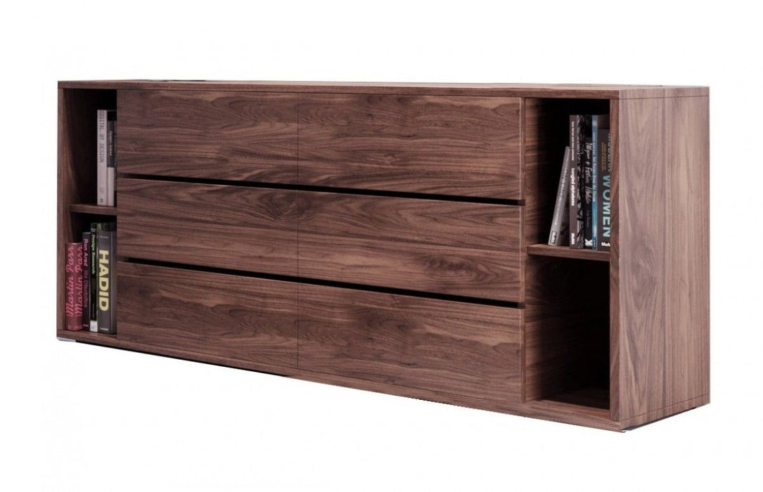 Wood Six Drawer, Double Dresser - Walnut