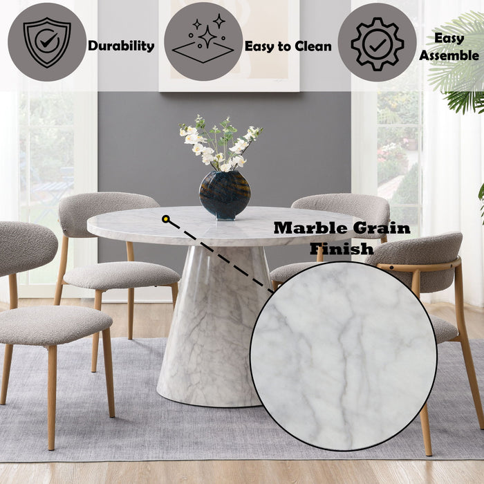 Kacey - Natural Engineered Stone Round Dining Table - Stone Gray