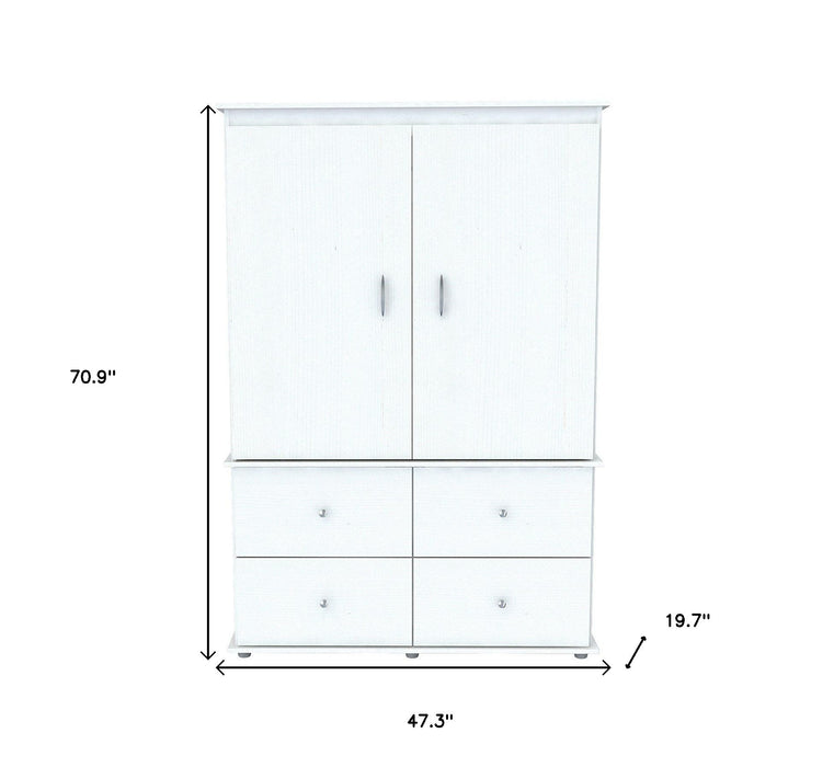 Melamine Mirrored Four Drawer Combo Dresser - White