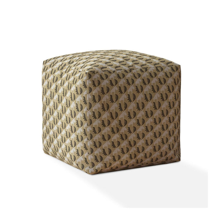 Cotton Animal Print Pouf Cover - Beige