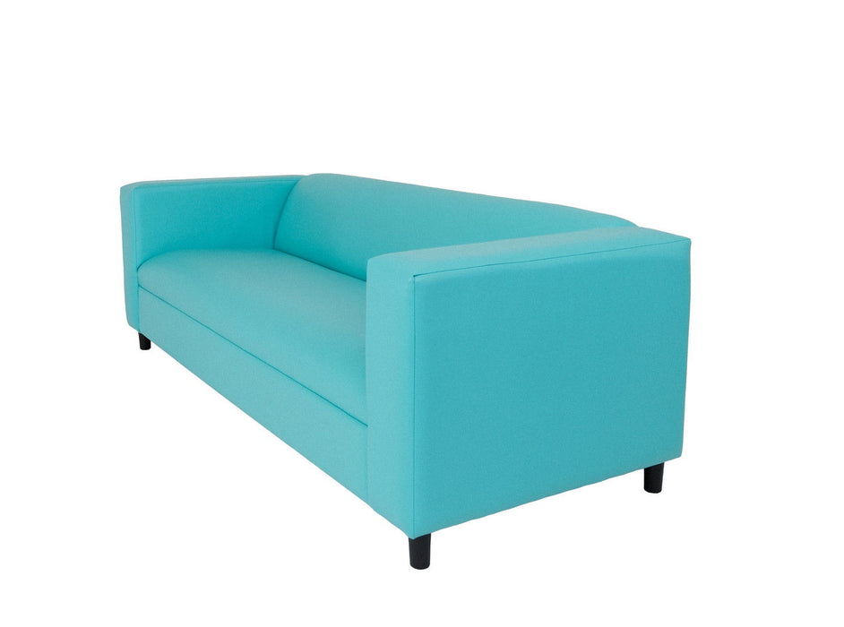 Faux Leather Sofa With Black Legs - Teal Blue