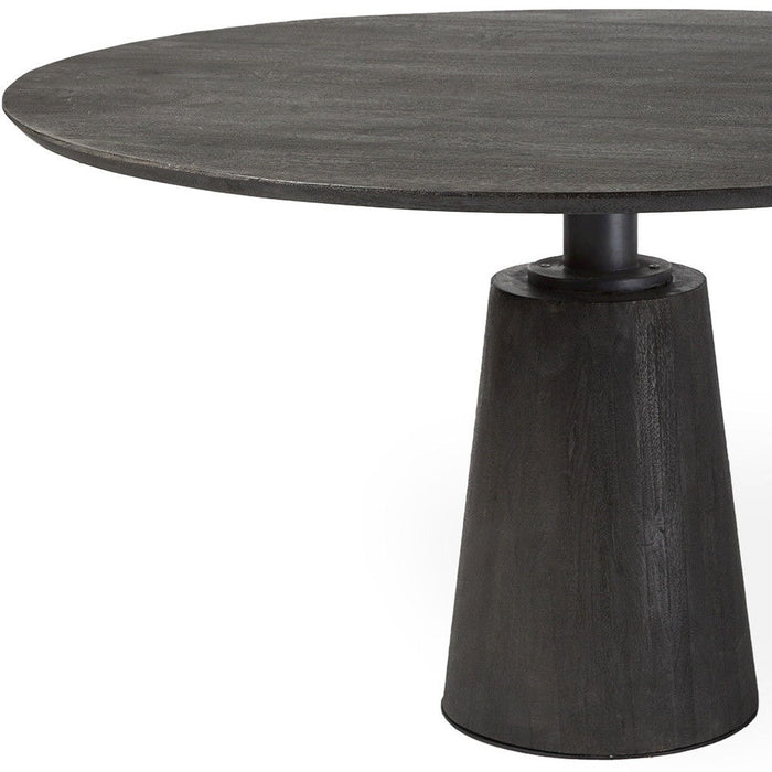 Solid Wood Top With Brown Metal And Wood Base Dining Table - Brown