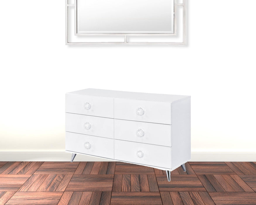 Double Dresser, 6 Drawer - White