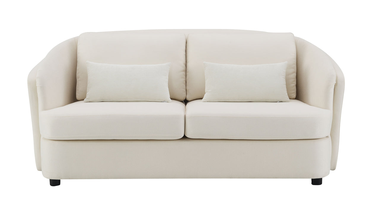 Mariko - Linen Loveseat With 2 Toss Pillows - Beige