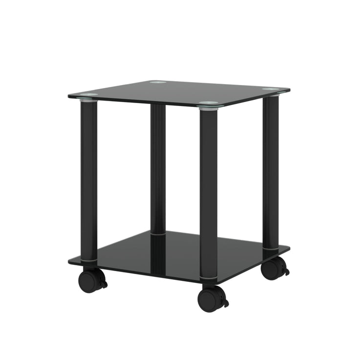 2 Piece Side Table, 2 Tier Space End Table, Modern Night Stand, Sofa Table, Side Table With Storage Shelve - Black