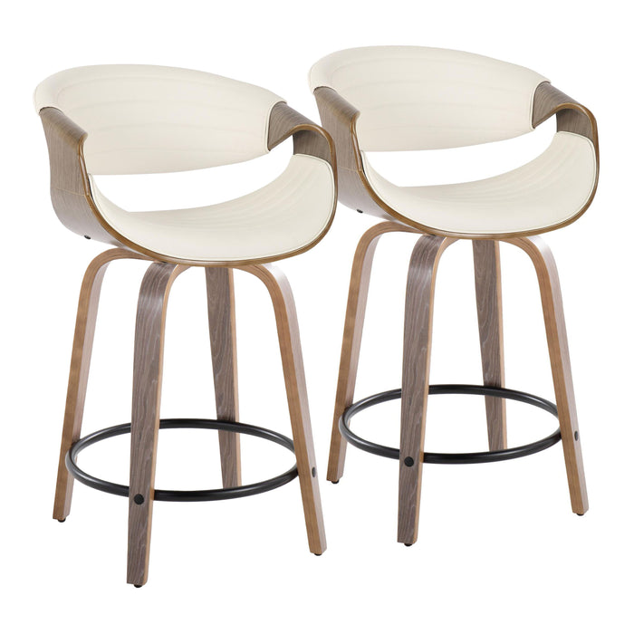 Symphony - Mid Century Modern Fixed Height Counter Stool With Swivel And Round Footrest (Set of 2)