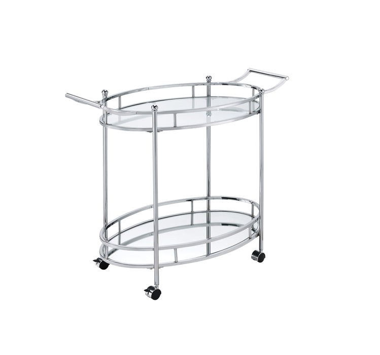 Jinx - Clear Glass Serving Cart - Silver