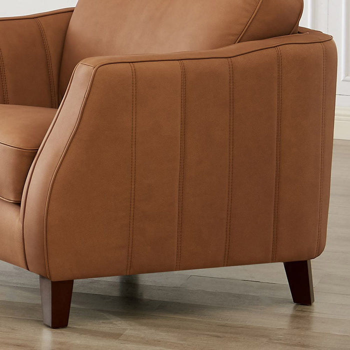 Aria-Top Grain Leather Loveseat - Brown