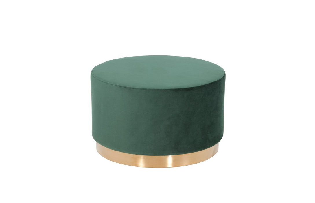 Velvet Footstool Ottoman - Green / Gold