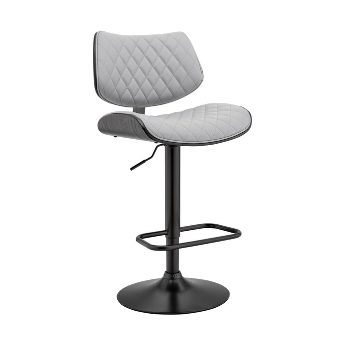 45" Faux Leather Swivel Low Back Adjustable Height Bar Chair - Gray / Black