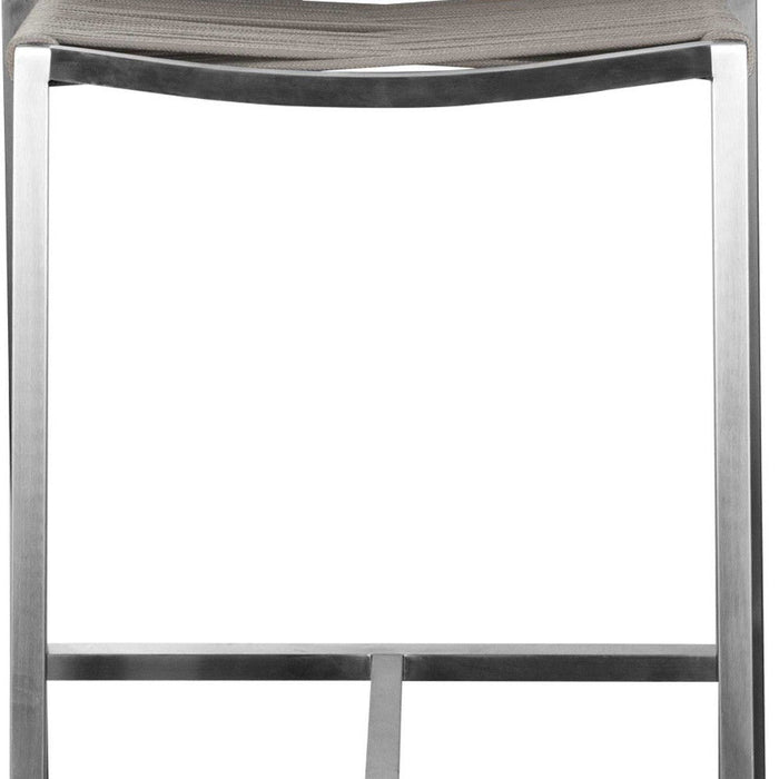 Stainless Steel Low Back Bar Height Bar Chair - Brown / Silver