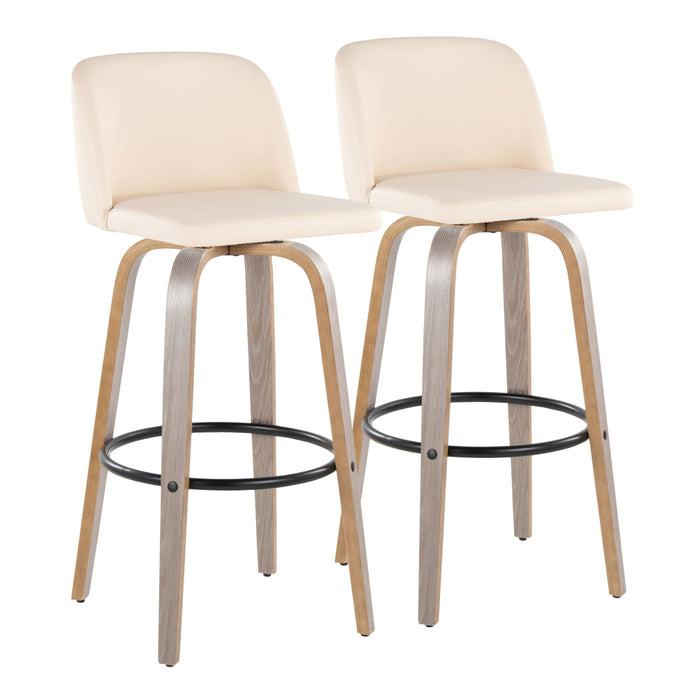 Toriano - Fixed Height Contemporary Barstool With Swivel With Round Footrest (Set of 2)