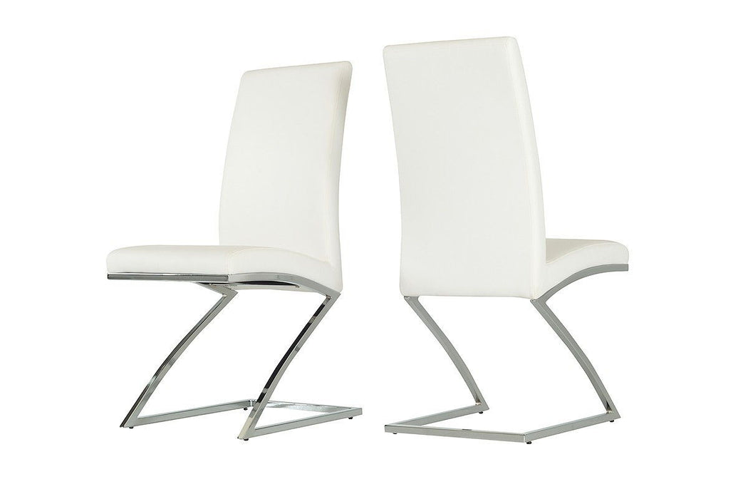 Modern Faux Leather And Chrome Dining Chairs (Set of 2) - White