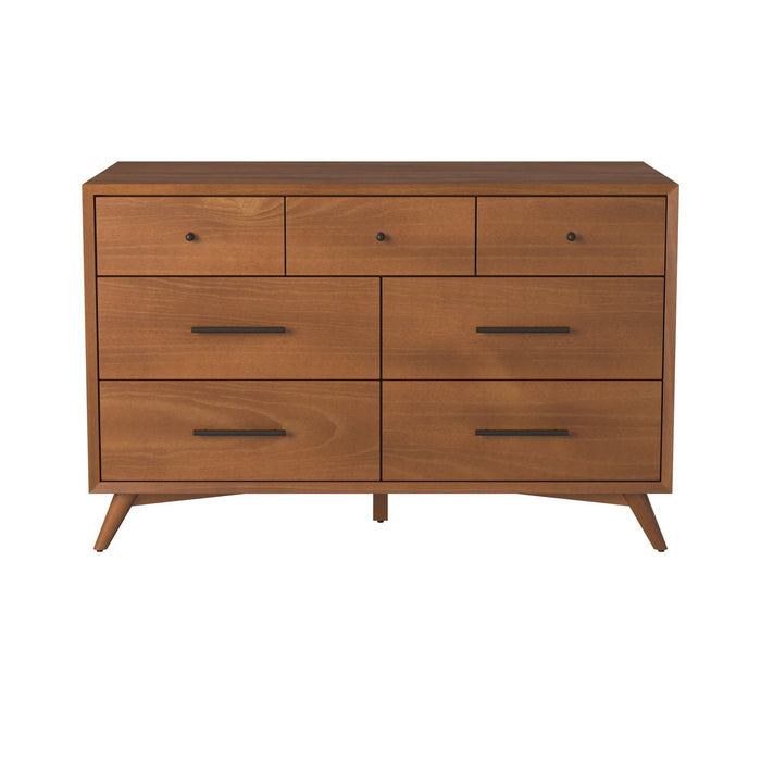 Wood Seven Drawer Double Dresser - Brown