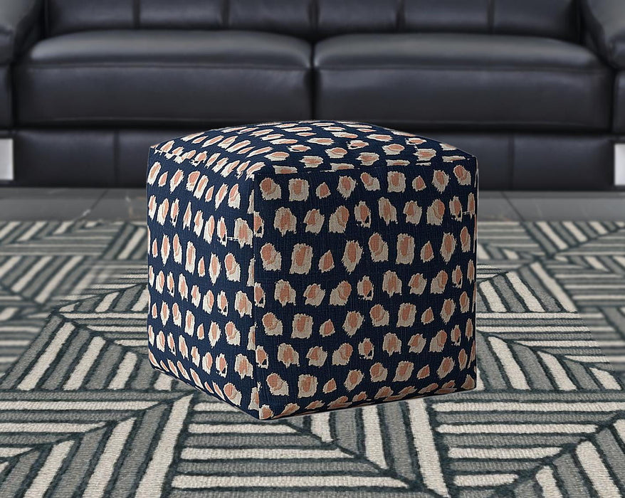 Canvas Abstract Pouf Cover - Blue