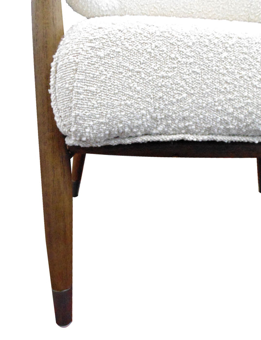 Polyester Blend And Brown Solid Color Arm Chair - Ivory