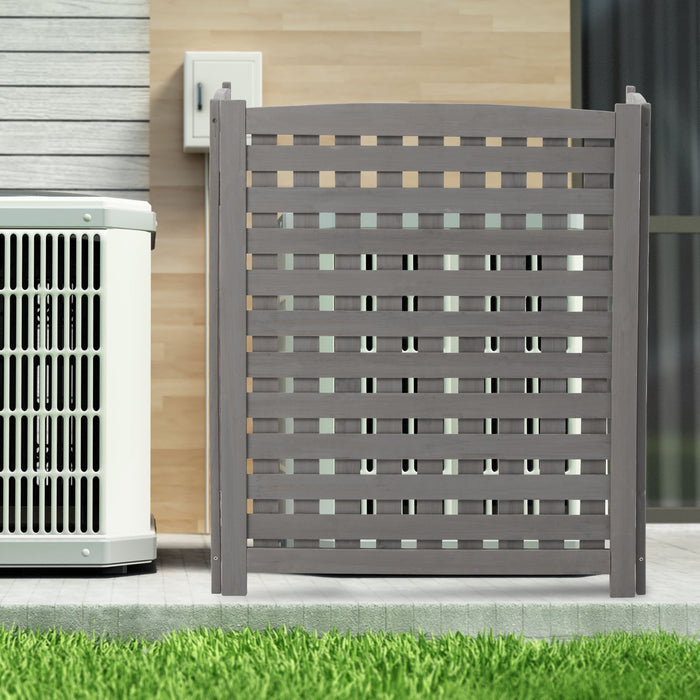 Air Conditioner Fence Screen Outside, Cedar Privacy Fence 3 Panels To Hide Ac & Trash Enclosure - Gray