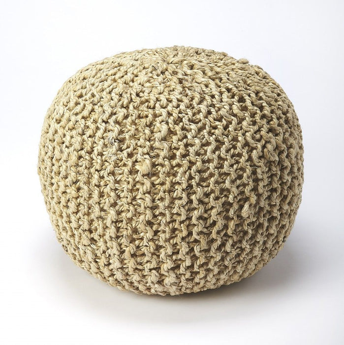 Jute Round Pouf Ottoman - Natural