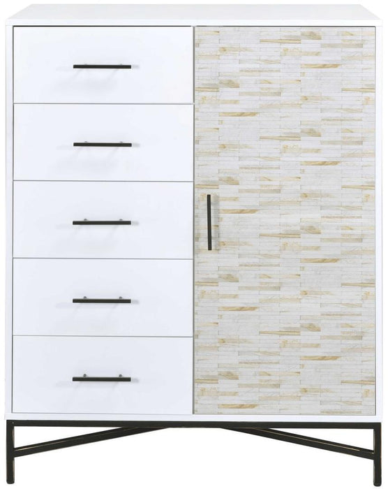 Weathered Wood Pattern Wardrobe - White