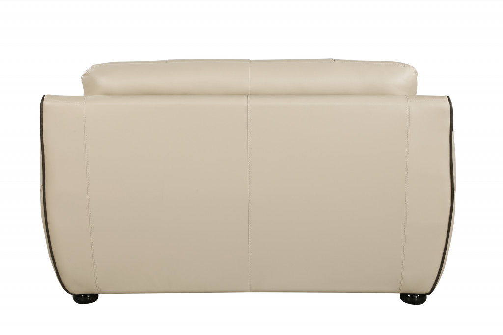 Faux Leather Love Seat - Beige / Black