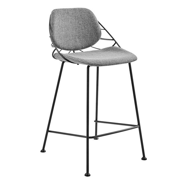 Steel Low Back Counter Height Bar Chairs With Footrest (Set of 2) 36" - Light Gray And Black