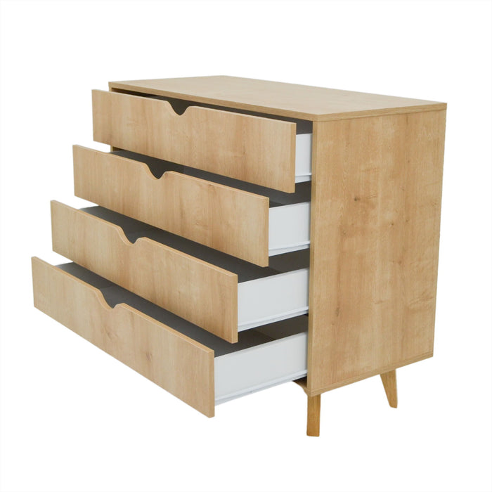 Solid Wood Four Drawer Standard Dresser 35" - Natural