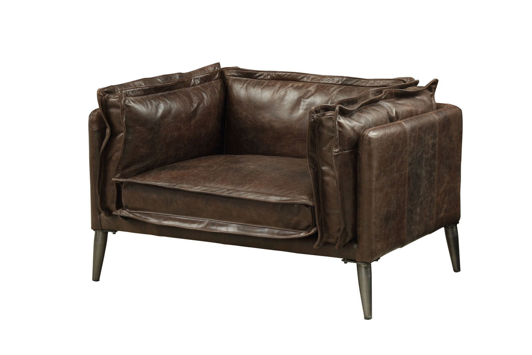 Top Grain Leather And Black Chair And A Half 47" - Distress Chocolate