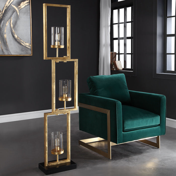 Cielo - Staggered Rectangles Floor Lamp - Gold