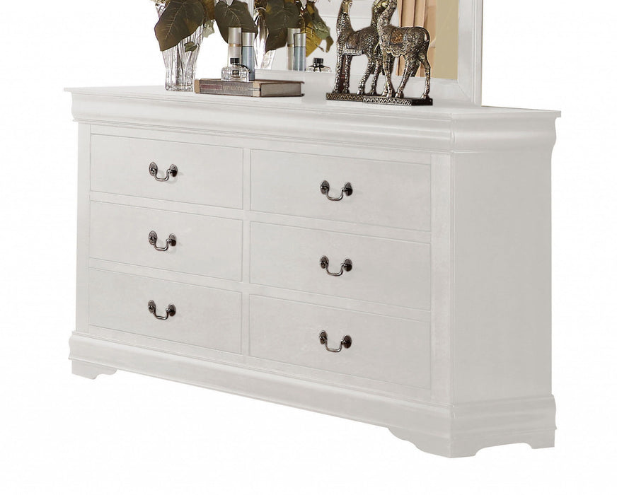 Solid Wood Six Drawer Double Dresser 57" - White