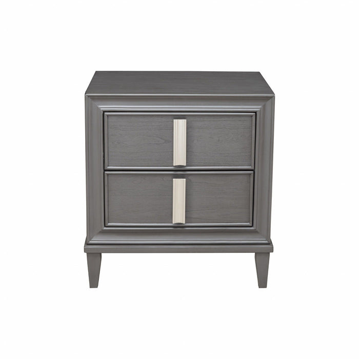 Contemporary Nightstand With 2 Drawer - Dark Gray