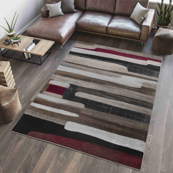 Abstract Area Rug - Brown - 5' X 8'