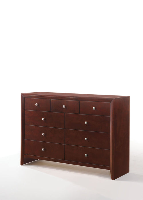 Manufactured Wood Nine Drawer Triple Dresser 55" - Brown Cherry