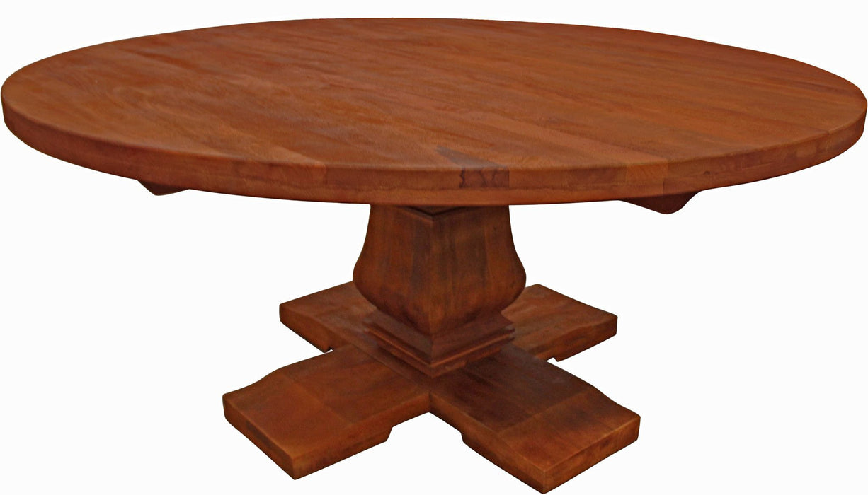 Rounded Solid Wood Dining Table 70" - Brown