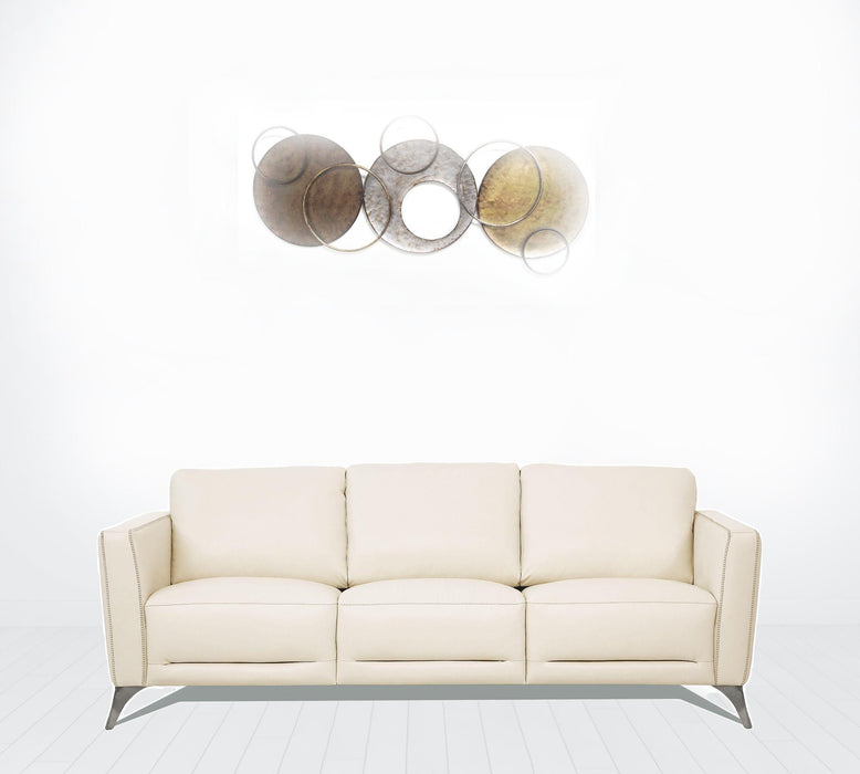 Sofa 83" - Cream Leather And Black