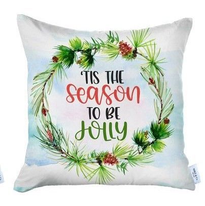 Merry Christmas Tis The Season Thow Pillow Covers (Set of 4) - Multicolor