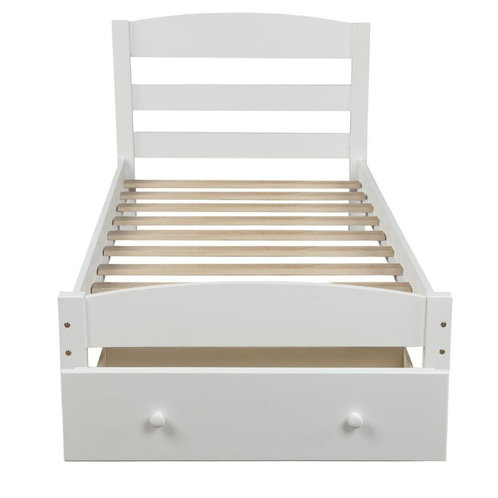 Twin Upholstered Bed - White