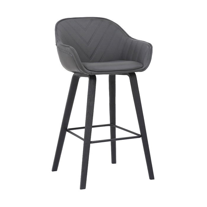Textured Faux Leather Modern Bar Stool - Gray