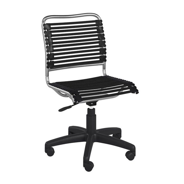 Flat Bungee Cord Low Back Office Chair - Black And Chrome