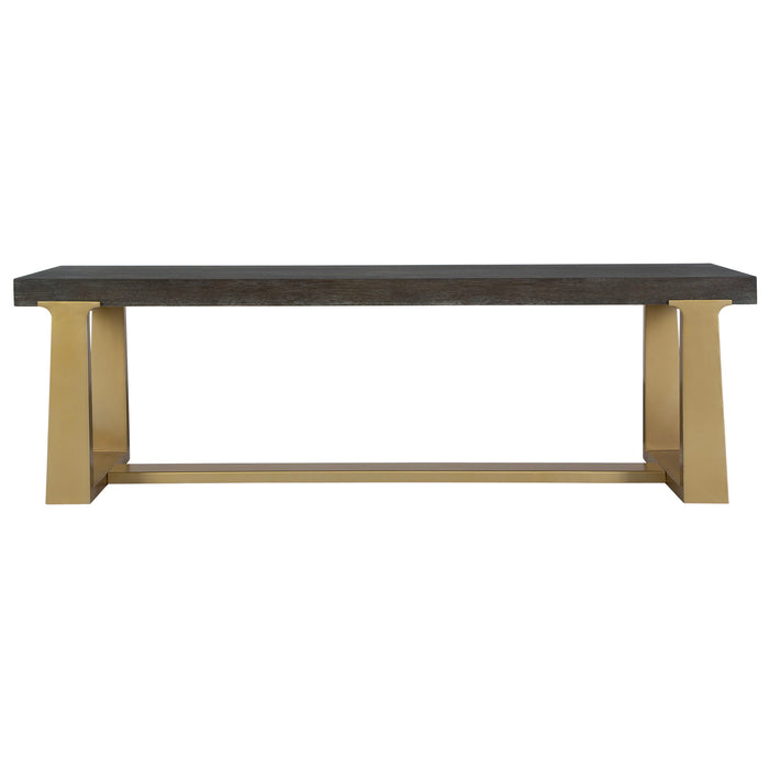 Voyage - Brass And Wood Bench - Gold