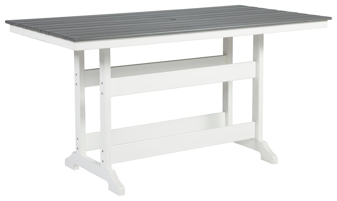 Transville - Gray / White - Rect Counter Table W/Umb Opt