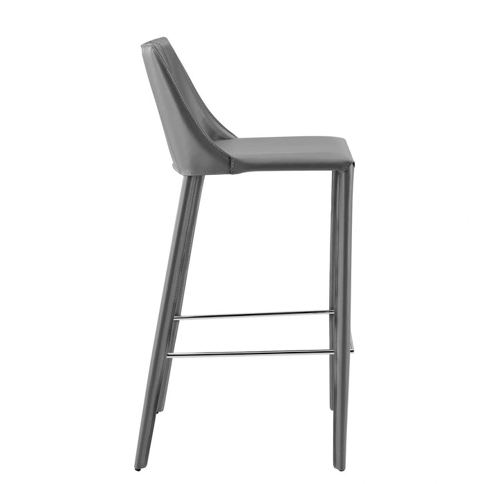 Low Back Bar Height Chair With Footrest - 40" Gray Steel