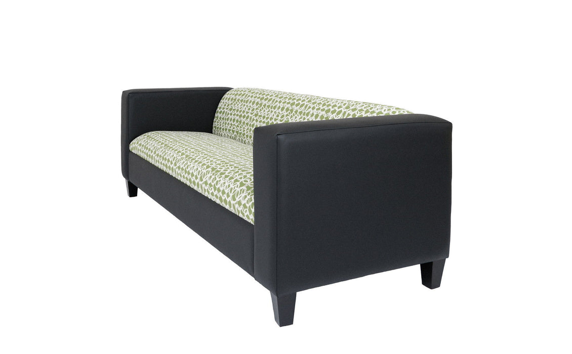 Geometric Sofa 84" - Green And White Faux Leather And Black