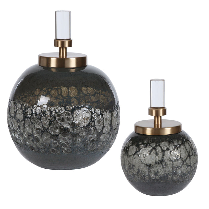 Cessair - Art Glass Bottles (Set of 2) - Dark Gray