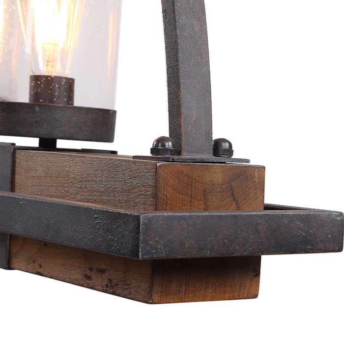 Atwood - 5 Light Rustic Linear Chandelier - Light Brown