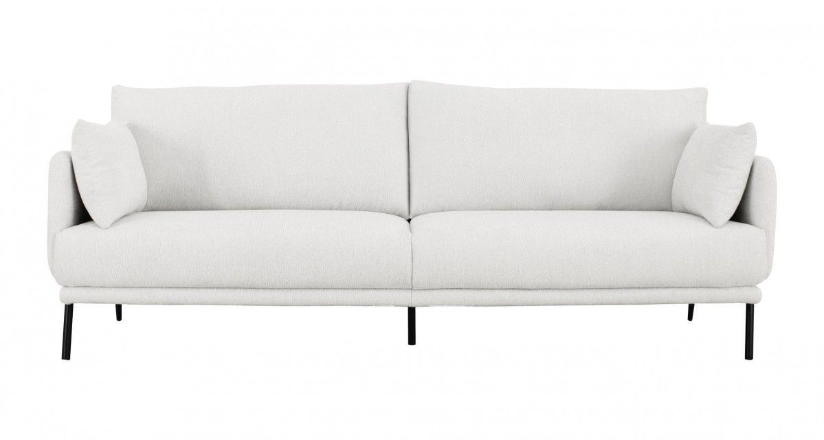 Modern 85" White and Black Fabric Sofa