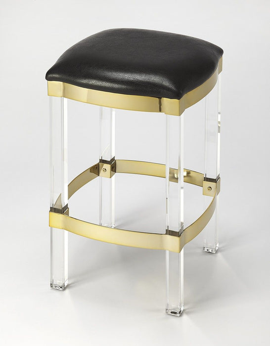 Leather Counter Stool - Acrylic And Black