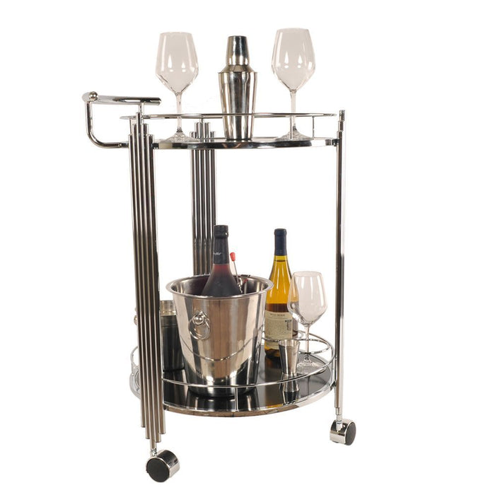 Round 2 Tier Rolling Serving Or Bar Cart - Chrome