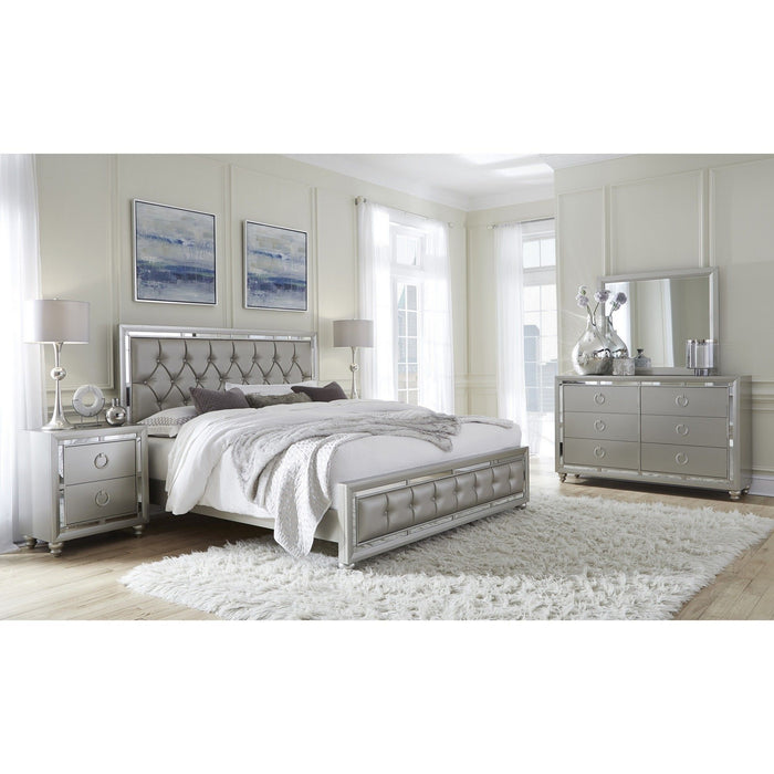 Solid Wood Full Tufted Upholstered Linenno Bed With Nailhead Trim - Silver