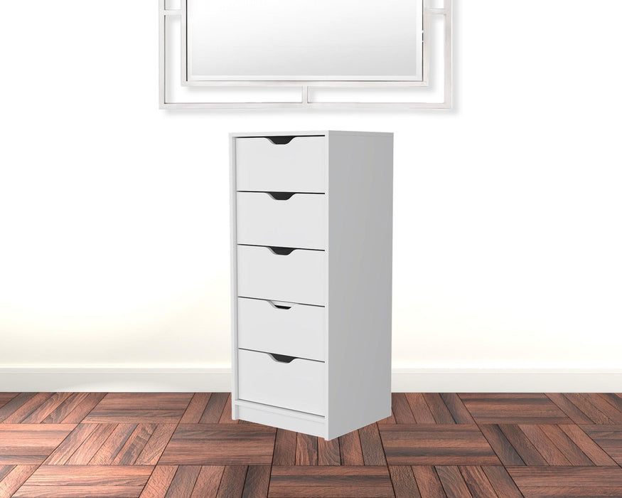 Manufactured Wood Five Drawer Narrow Dresser 18" - White